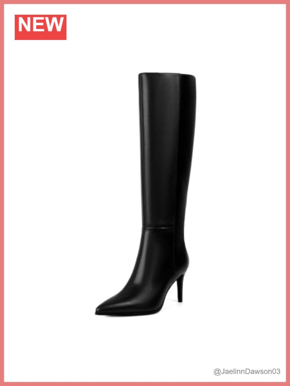 Women's Knee High Boots Pointed Toe Stiletto Heel Faux Leather Chunky Boots